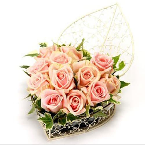 Buy Heartshape Arrangement Pink Roses