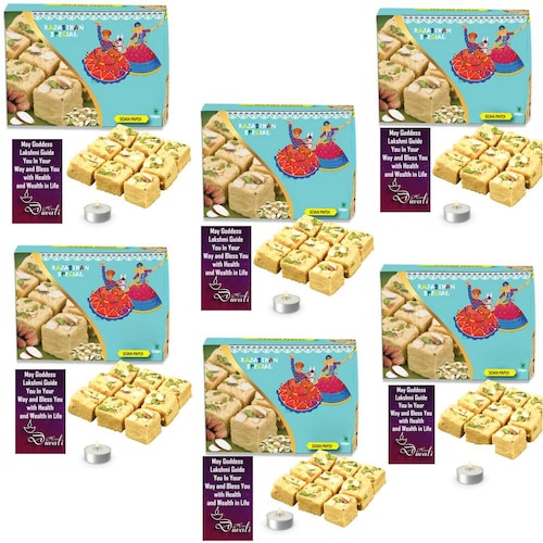 Buy 6 Soan Papdi Traditional and  Diwali Greeting