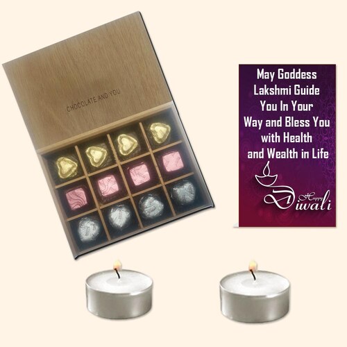 Buy 12 Chocolate Wooden box and Diwali Greeting