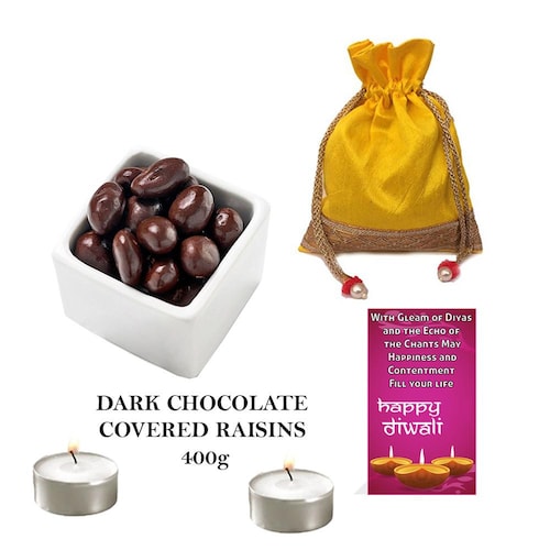 Buy Dark Chocolate Coated Raisins and Diwali Greeting