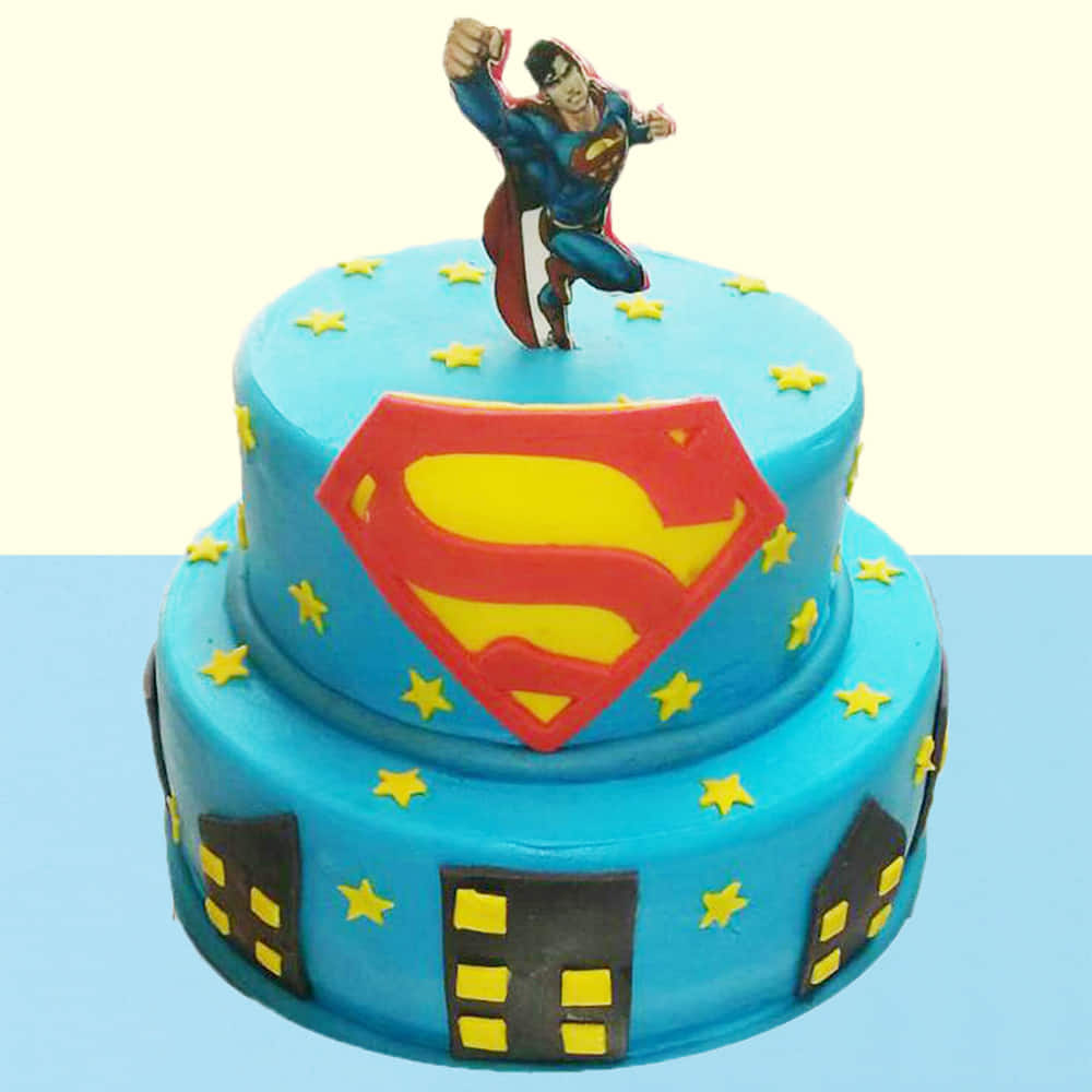 Super Man Theme Cake Boys Birthday Cake Cakes For Boys Under 10  Cake  Square Chennai  Cake Shop in Chennai