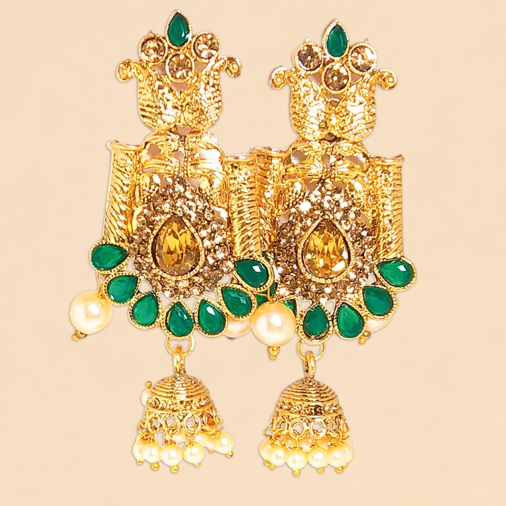 Ethnic Reverse AD Worked Beautiful Jhumki Earrings And Tikka Set