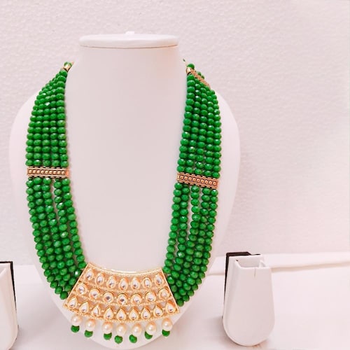 Buy Green Beads Necklace Set