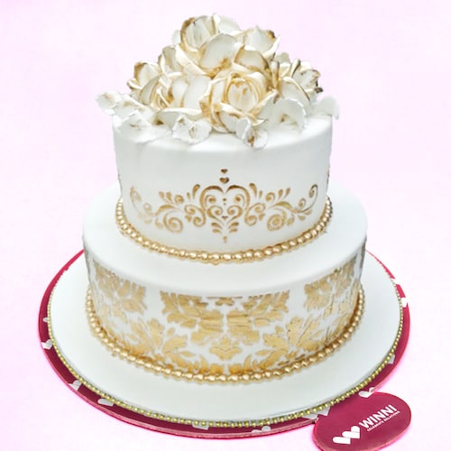 Buy Snow Icing Gold Wedding Cake