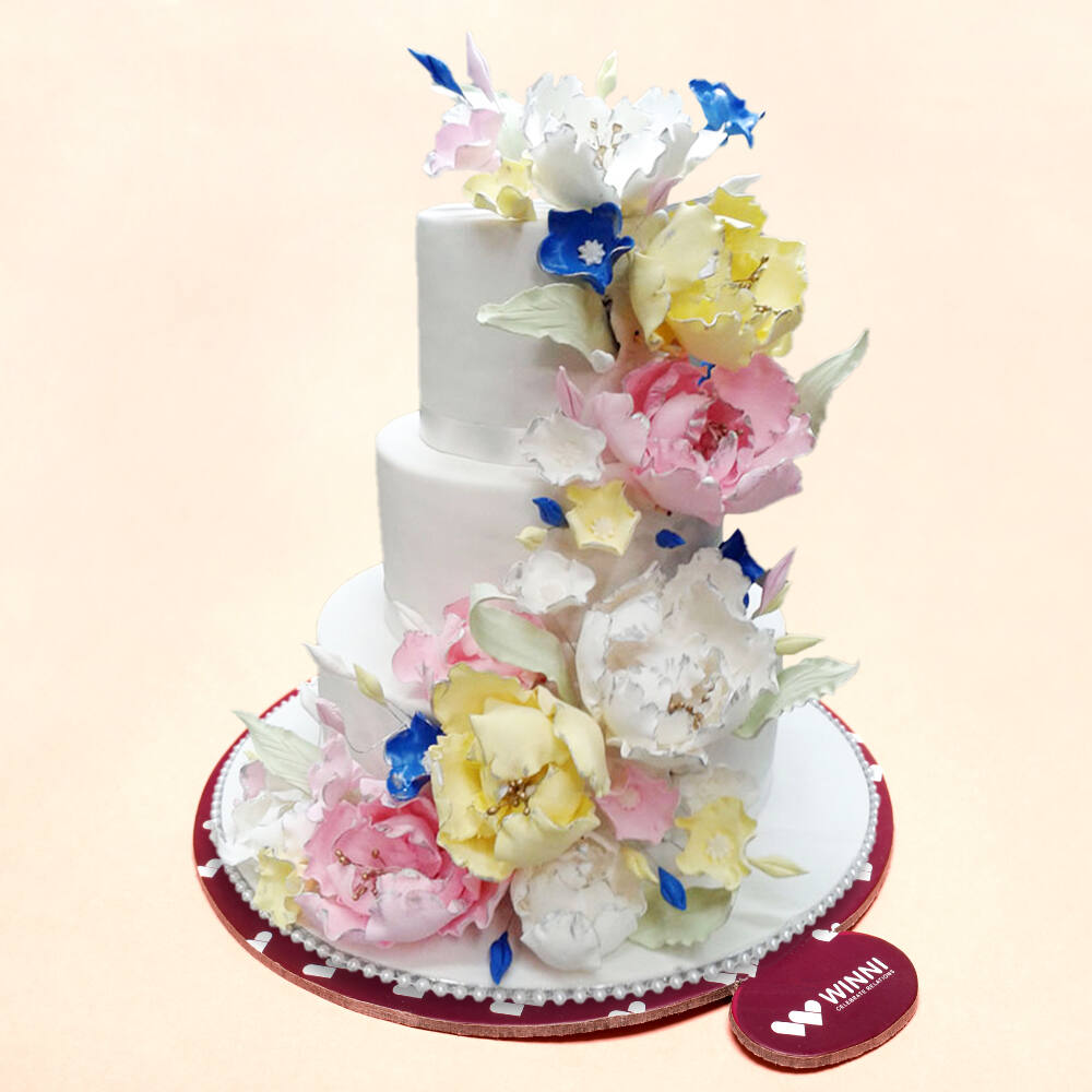 Online Cake Delivery | Pink Floral Wedding Cake | Winni.in | Winni.in