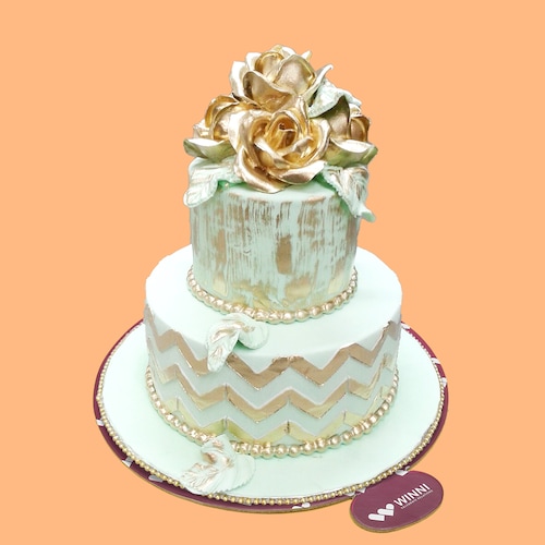 Buy Gold Rose Wedding Cake