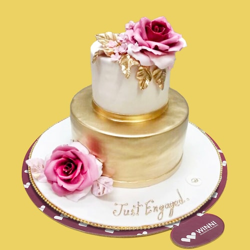 Buy Just Engaged Gold Wedding Cake