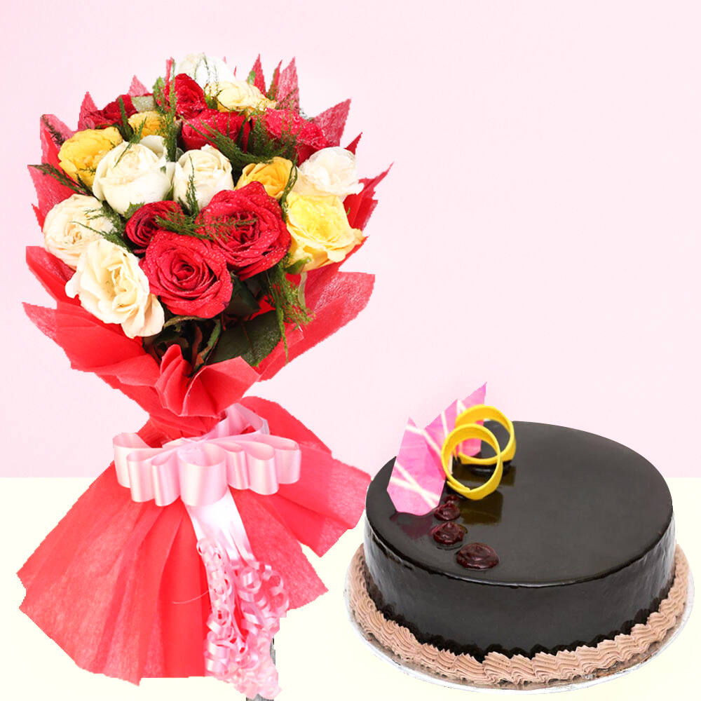 Free Home Delivery of Bouquet of Roses cake | Gurgaon Bakers