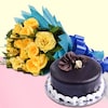 Buy Yellow Roses And Chocolate Cake