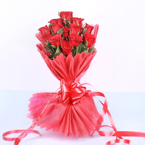 Buy Perfect Rosy Red Roses in Red Packing