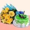 Buy Yellow Roses N Kiwi Cake