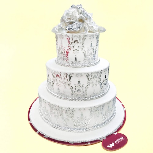Buy Silver Printed Wedding Cake