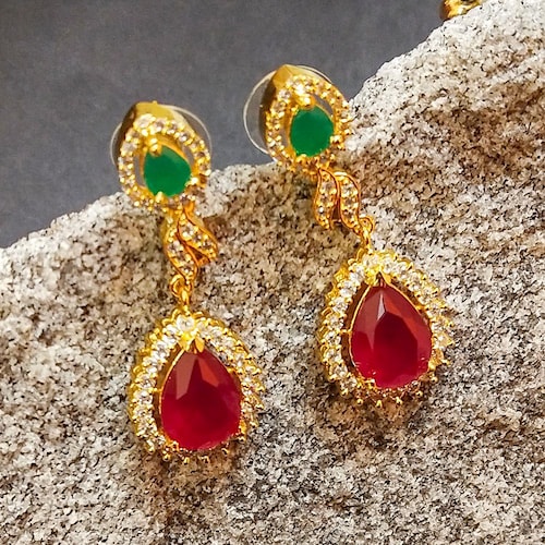 Buy Multicolor Gold Plated Earrings