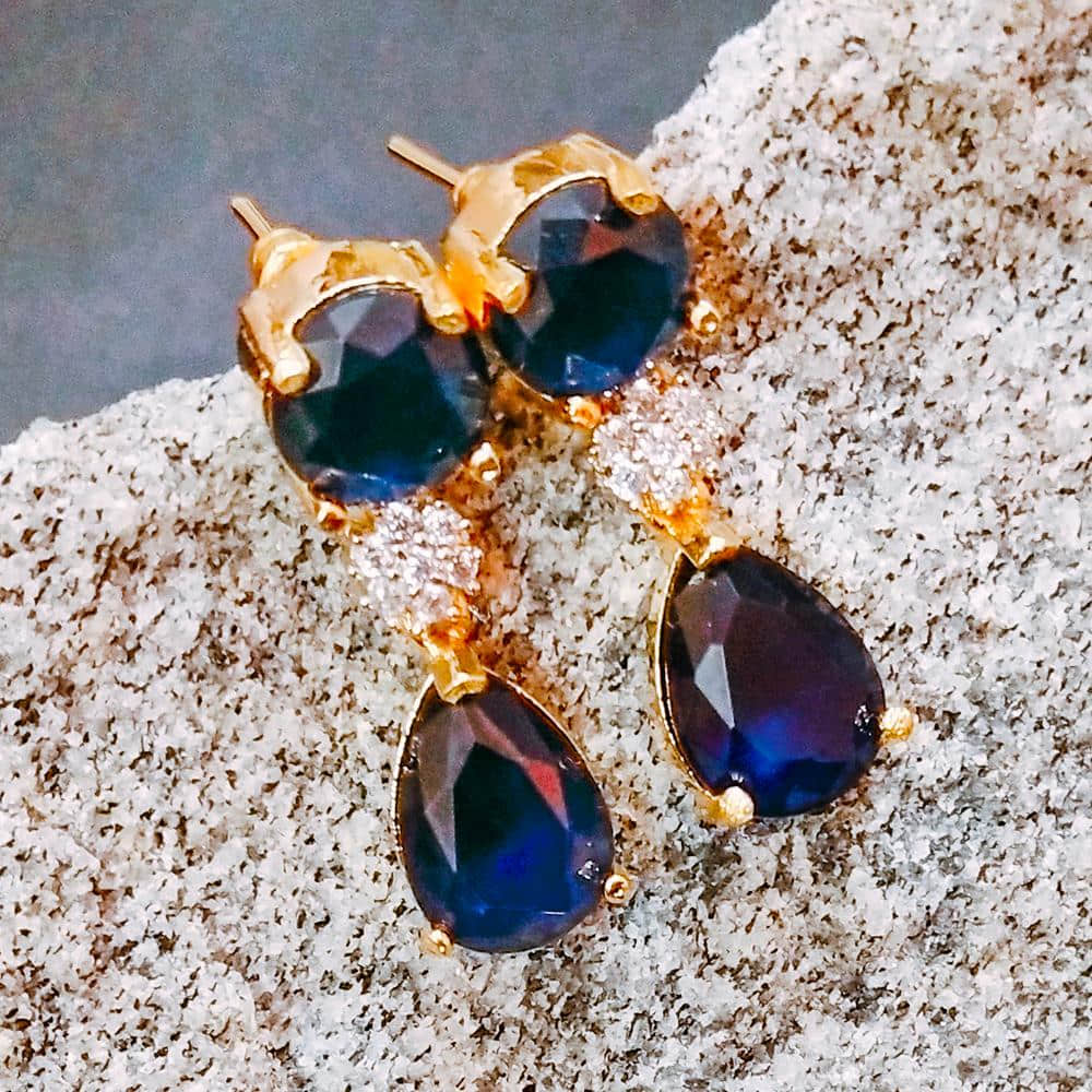 VIRASAT BOHO LEAF JHUMKI- NAVY BLUE – Navraee By Jaipur Jewels Shop