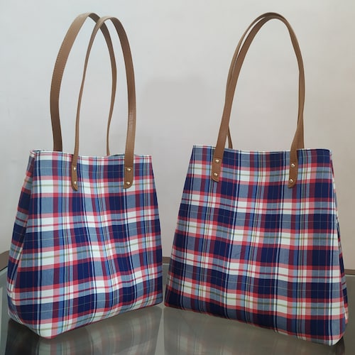 Buy Multi Check Print Tote Bag