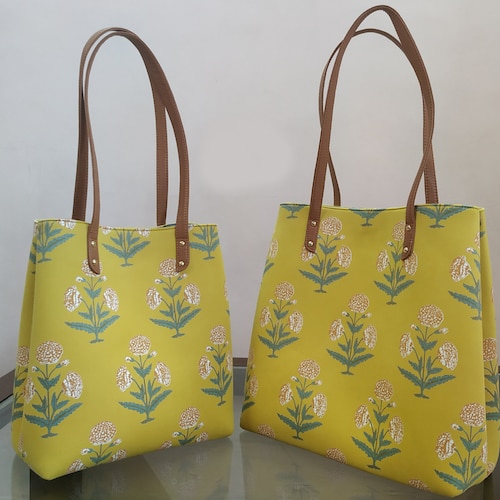 Buy Lemon Yellow Flower Printed Bag