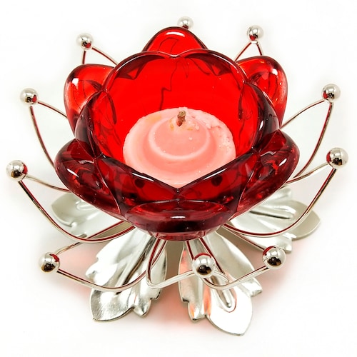Buy Red Glass Candle Stand