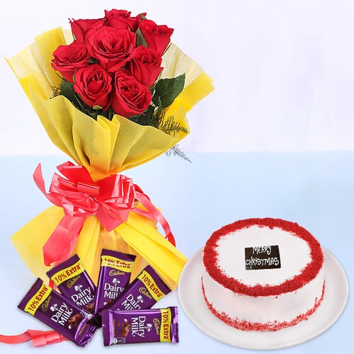 Buy Softy Roses With Red Velvet Combo
