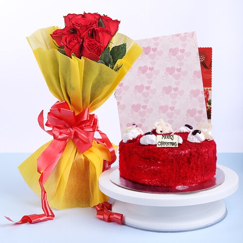Buy Red Velvet With Red Roses