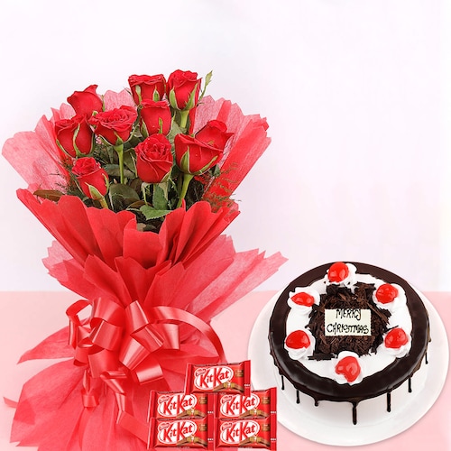Buy Black Forest And Red Roses With Kitkats