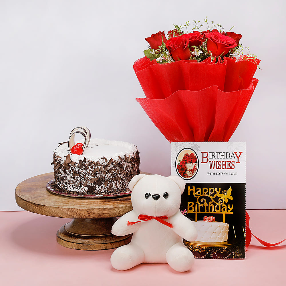 Romantic-cake-teddy-Combo/giftsbazaaronline