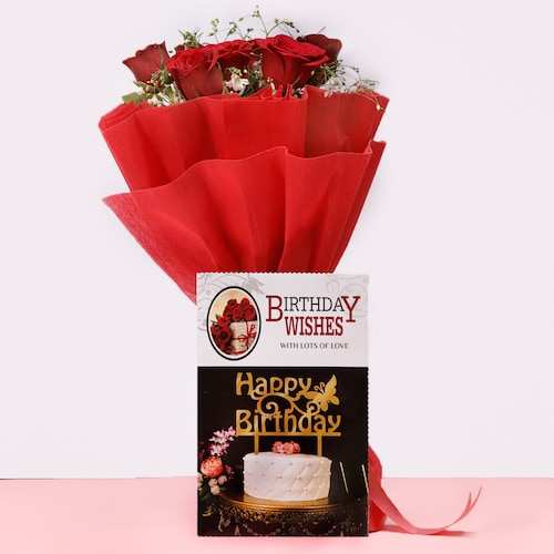 Buy Roses with Birthday Greeting
