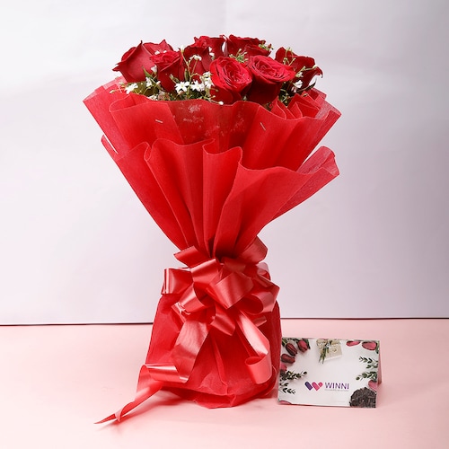 Buy 12  red roses bouquet
