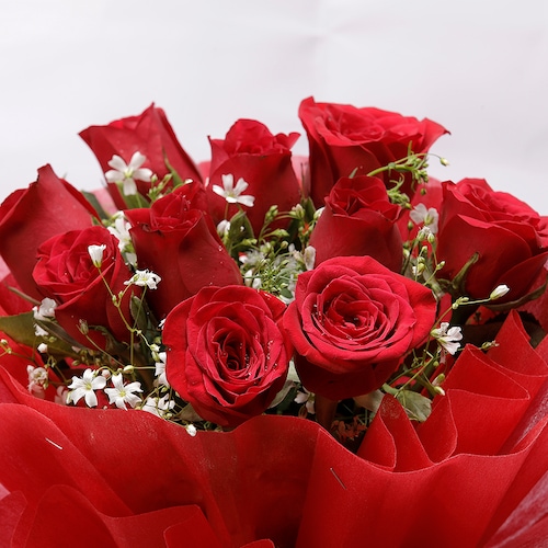 Buy 12 Red Roses Bouquet,Dark Chocolate Cake & Birthday Balloon in Vietnam