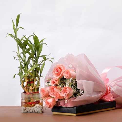 Buy Bamboo with Pink Roses