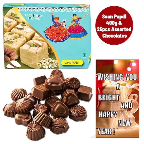 Buy Premium Happy New Year Assorted Chocolate And Soan Papdi