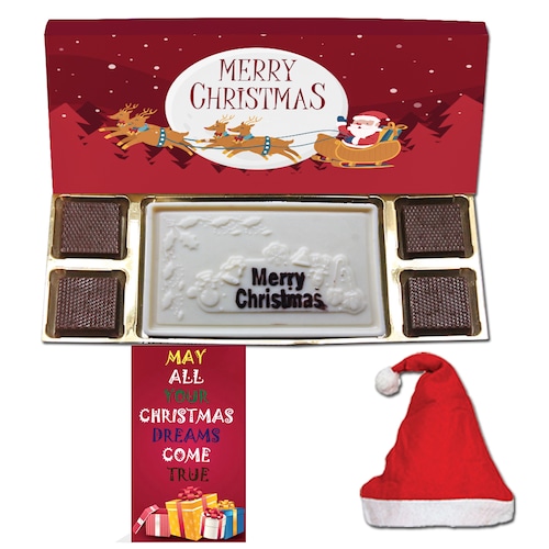 Buy Merry Christmas Theme White Chocolate Box With Santa Cap