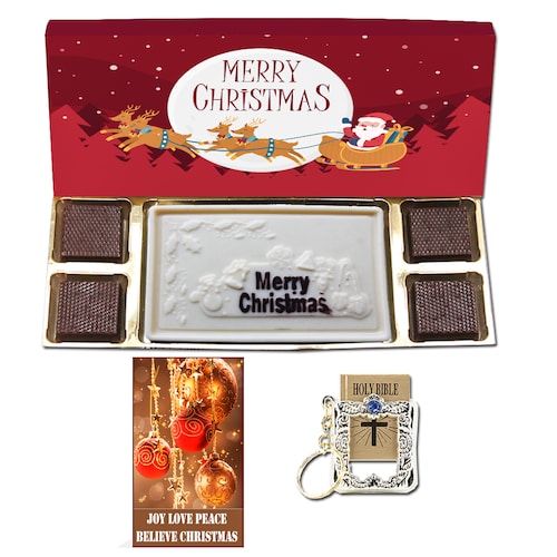 Buy Merry Christmas Theme White Chocolate Box With Holy Bible