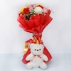 Buy Mixed Roses With Teddy Bear