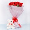 Buy Red Carnations With Teddy Bear