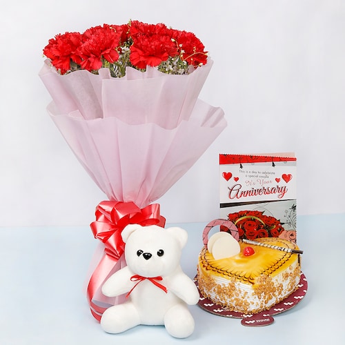 Buy Flavorful Cake And Exquisite Carnations