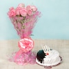 Buy Choco Vanilla Fusion Cake With Pink Roses