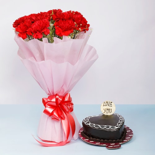 Buy Chocolate Cake With Carnations