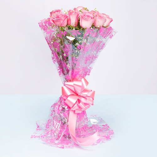 Buy 12 Pink Roses Bouquet