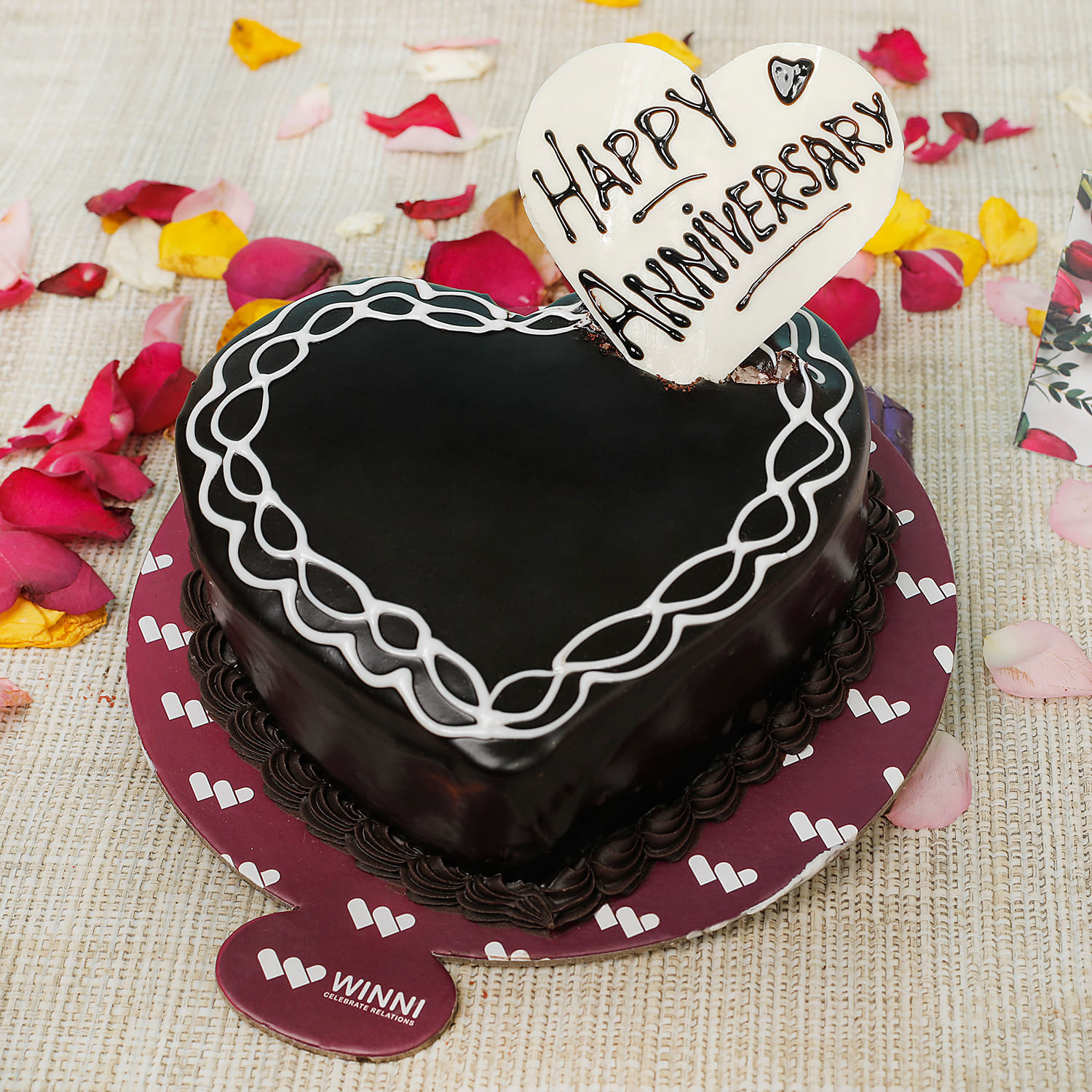 Anniversary Heart Shape Yellow Theme Fresh cream cake (AC21) | Medcakes
