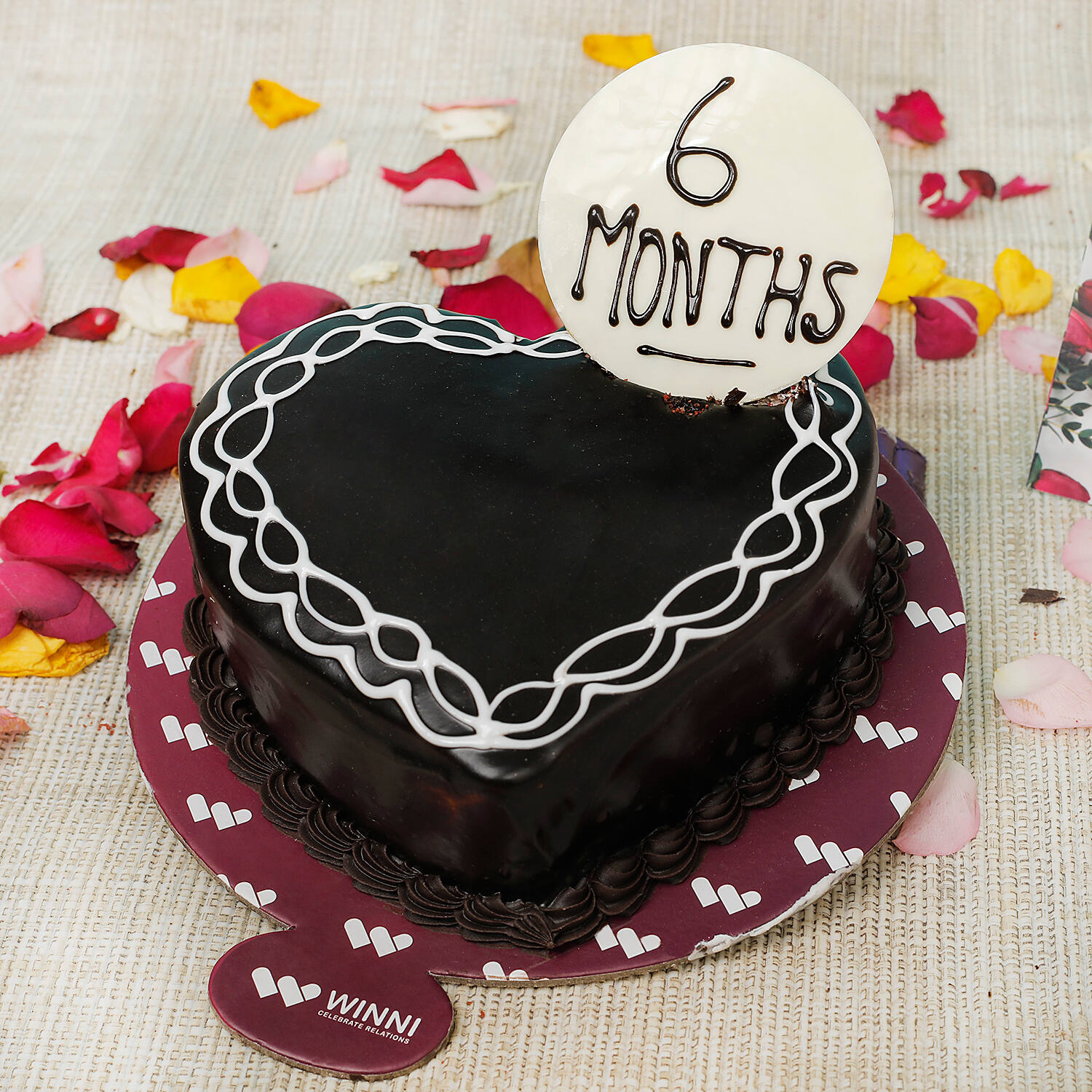6 Months Red Velvet Heart Shape Cake | Winni.in