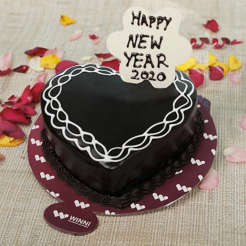 Buy New Year Heart Shape Chocolate Cake