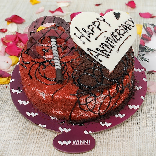 Buy Anniversary Fusion Red Velvet and Chocolate Cake