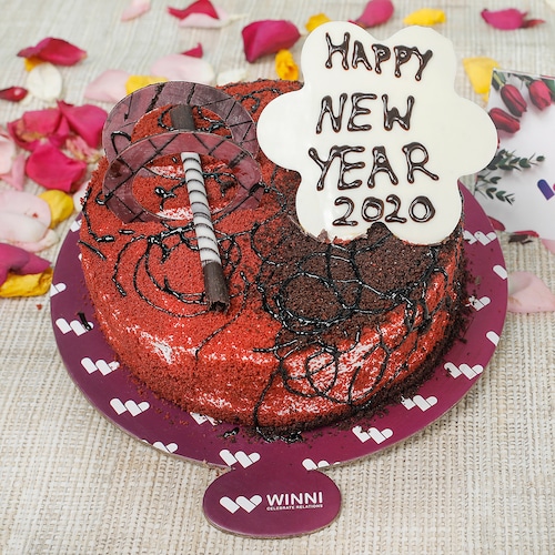 Buy New Year Fusion Red Velvet and Chocolate Cake