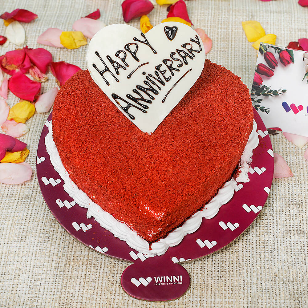 Shop for Fresh Licious Dark Chocolate Heart Anniversary Photo Cake online -  Ambala