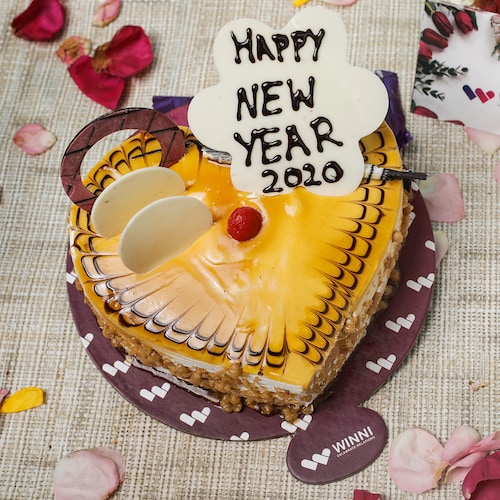 Buy New Year Butterscotch Heart Shape Cake