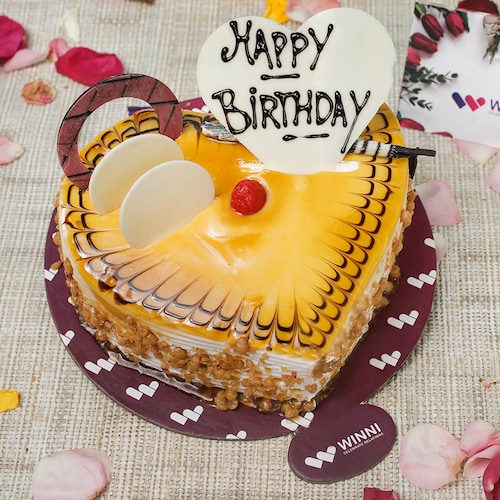 Buy Birthday Butterscotch Heart Shape Cake