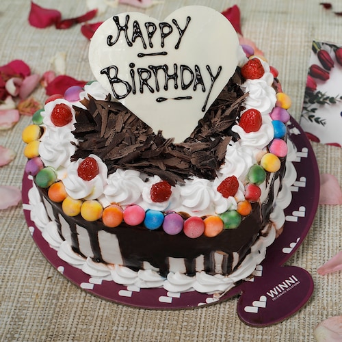 Buy Birthday Black Forest Gem Heart Shape Cake