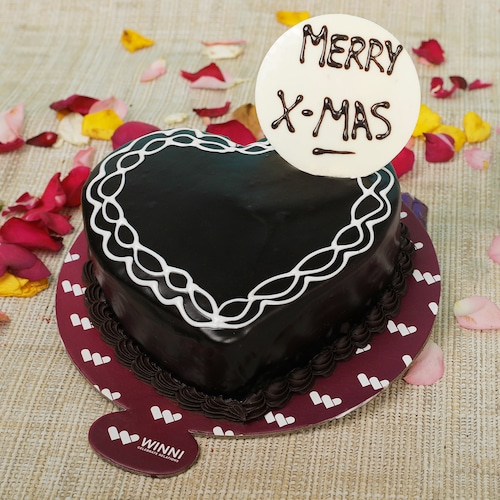 Buy Merry XMAS Heart Shape Chocolate Cake