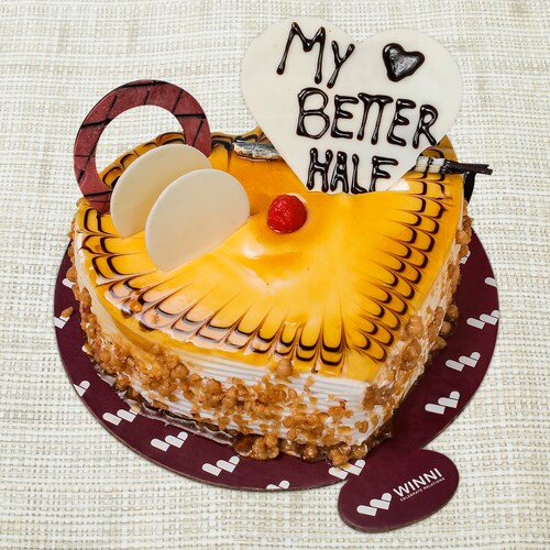 Buy My Better Half Butterscotch Heart Shape Cake
