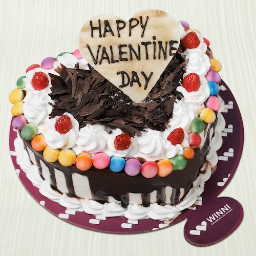 Buy Valentine Black Forest Gem Heart Shape Cake